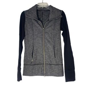 Lululemon Athletica Swiftly Tech Full Zip Jacket Heathered Black White Size 4